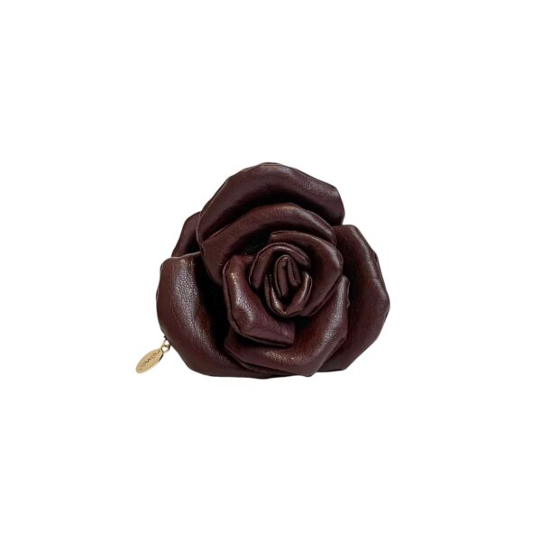 Angelina hårklype blomst leather look – Dyp burgunder