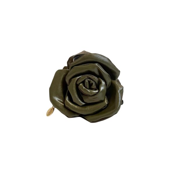 Angelina hårklype blomst leather look – Oliven