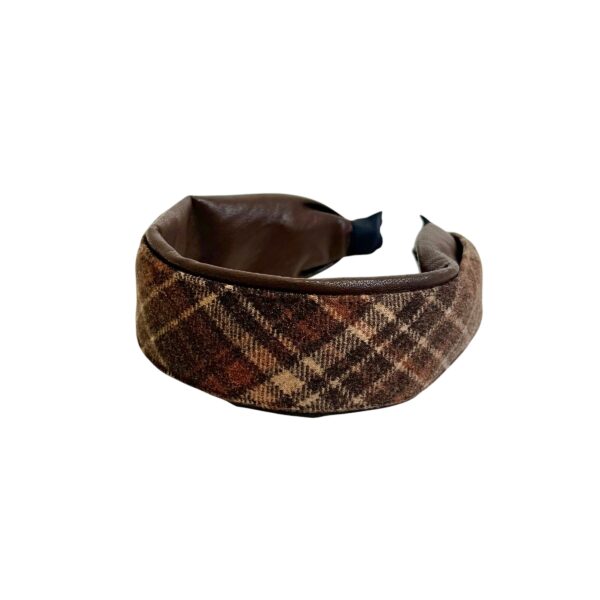 Edinburgh hårbøyle leather look ruter – Brun/cognac