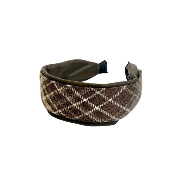 Edinburgh hårbøyle leather look ruter – Brun/oliven
