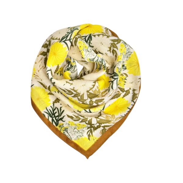 OUTLET Skjerf square bomull/viskose – #41 Gul/brun/grønn