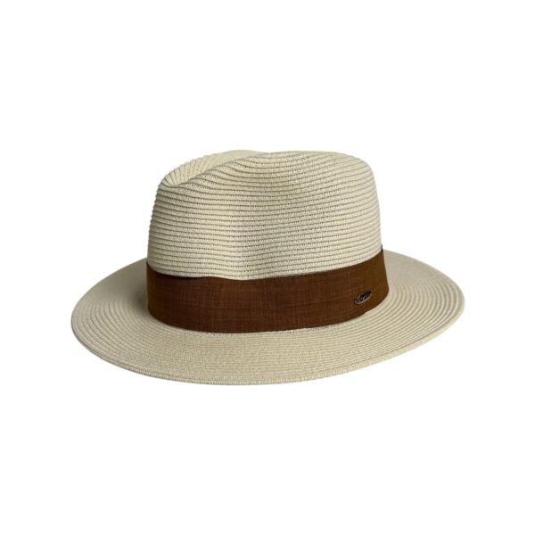 Sicilia hatt med bånd – Creme med brun