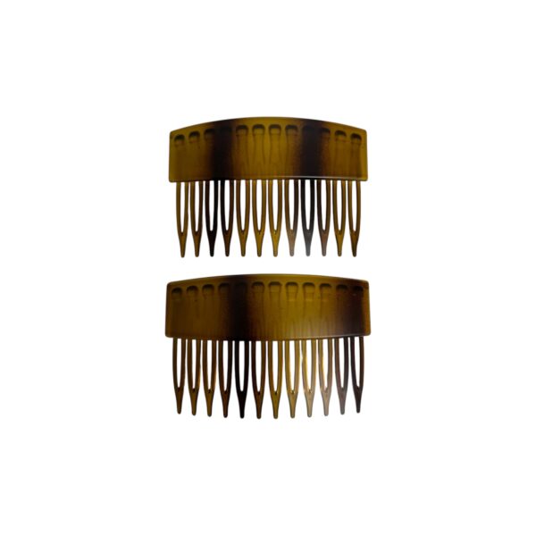 Basic 2pk hårkam square – Transparent matte brun/cognac