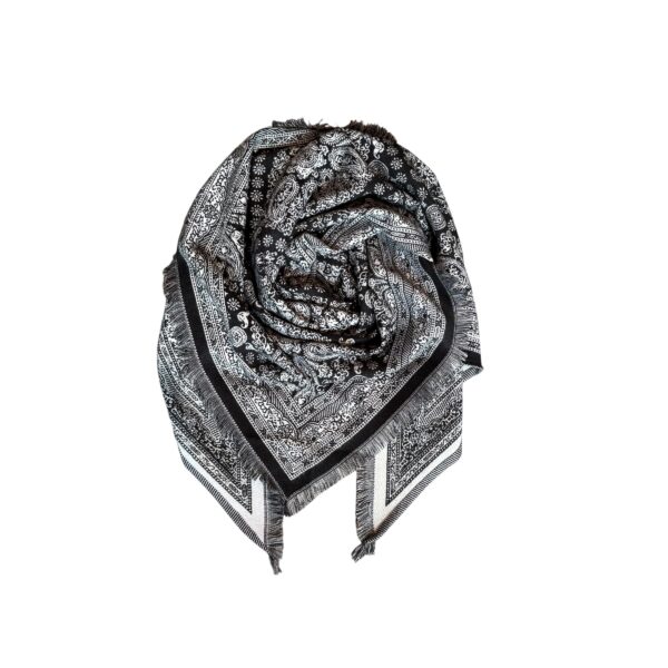 Charlene trekantskjerf paisley – Sort/creme