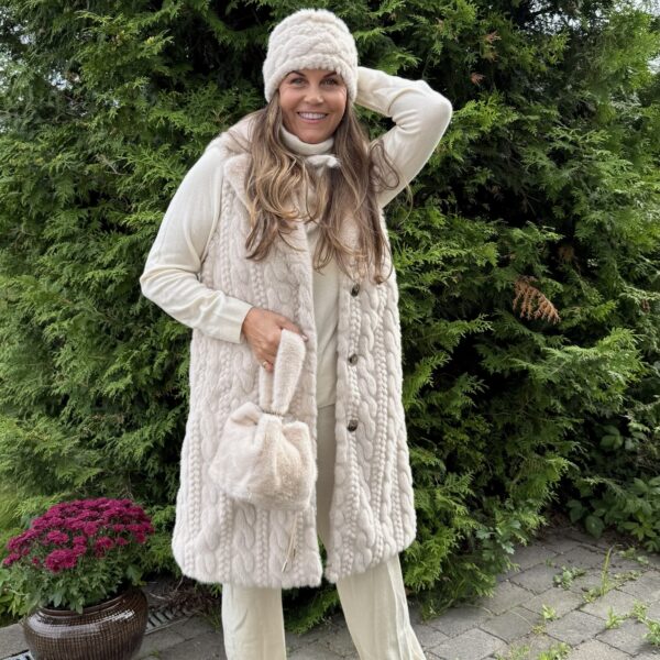 Aspen fuskepels vest – Lys beige