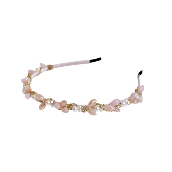 Hårbøyle pearl prinsesse – Lys rosa/hvit/gull m. lenke