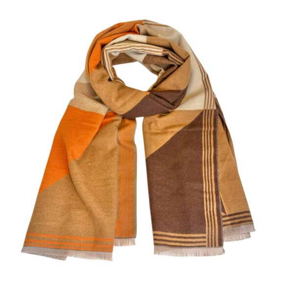 Avlangt skjerf i høstfarger – Bruntoner/beige/oransje