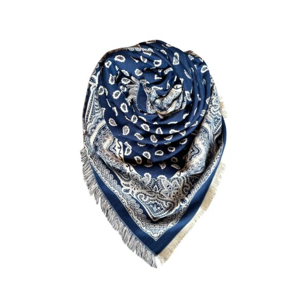 Stephanie skjerf med liten paisley – Navy/creme
