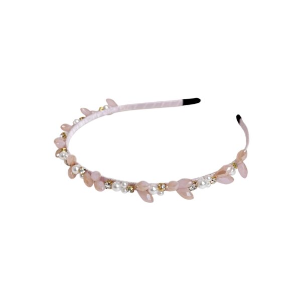 Hårbøyle pearl prinsesse –  Lys rosa/hvit m. stener