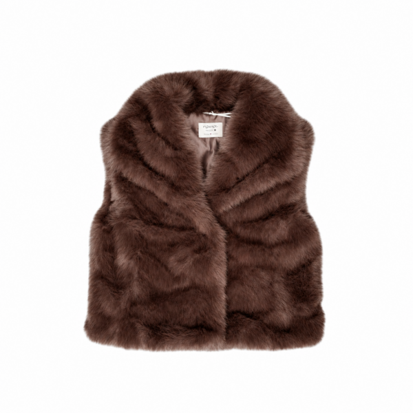 St. Moritz fuskepels vest fluffy – Sjokoladebrun