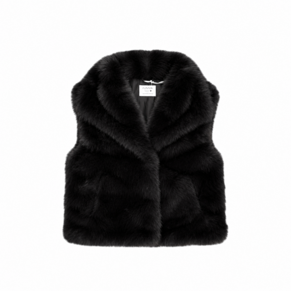 St. Moritz fuskepels vest fluffy – Sort