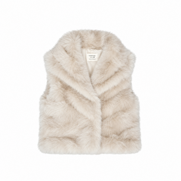 St. Moritz fuskepels vest fluffy – Lys beige