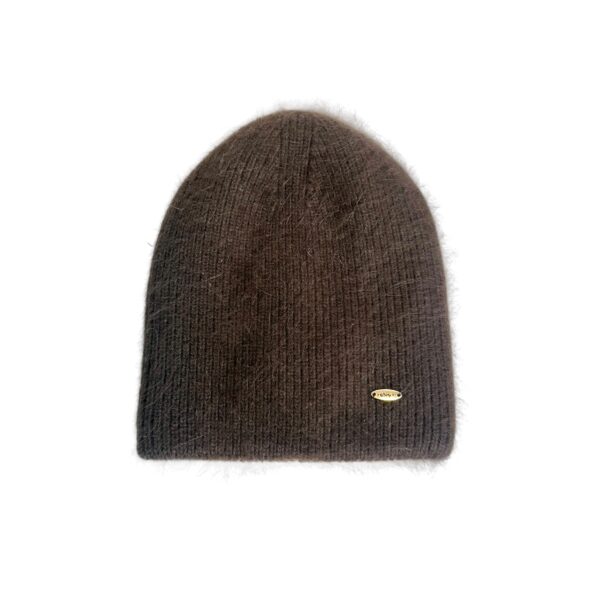 Basic lue ribbestrikk i ull/angora –  Brun