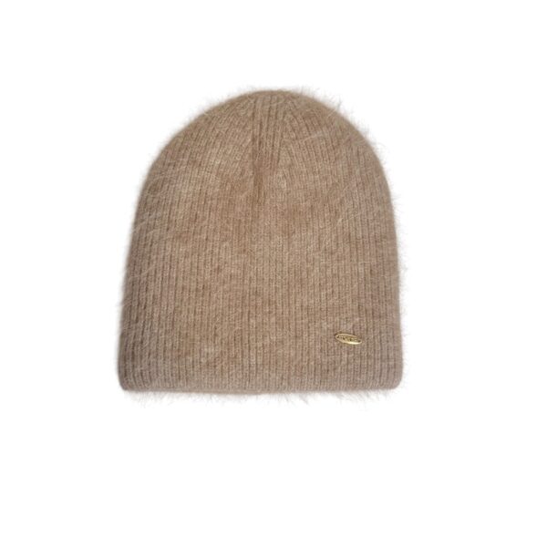 Basic lue ribbestrikk i ull/angora – Taupe
