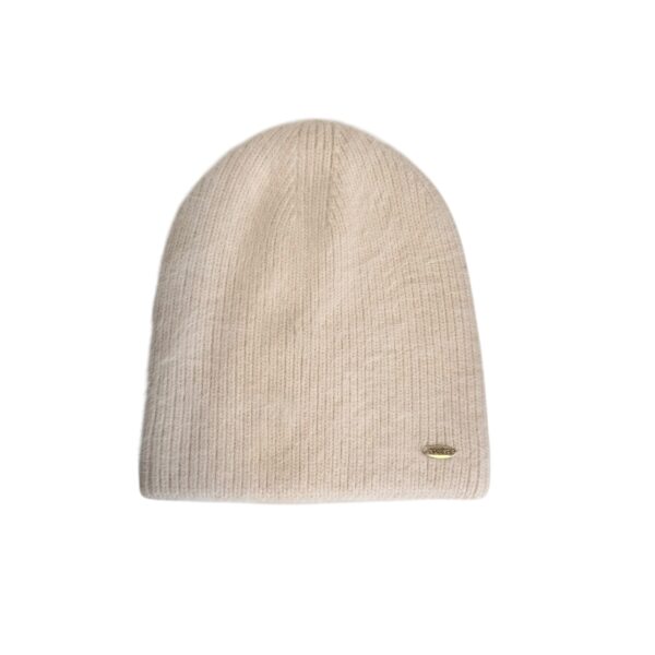 Basic lue ribbestrikk i ull/angora – Creme