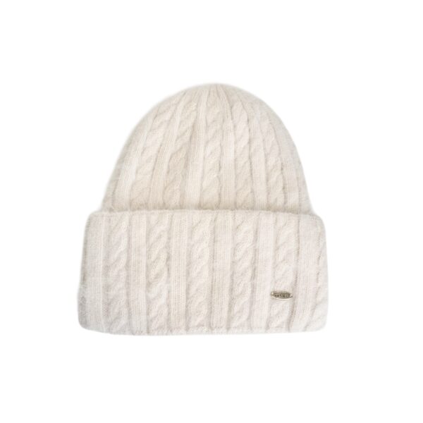 Flettet lue i ull/angora – Creme