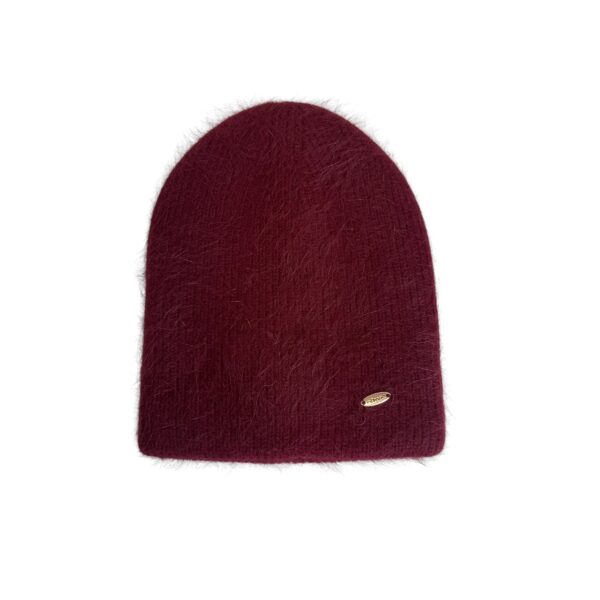 Basic lue ribbestrikk i ull/angora – Burgunder