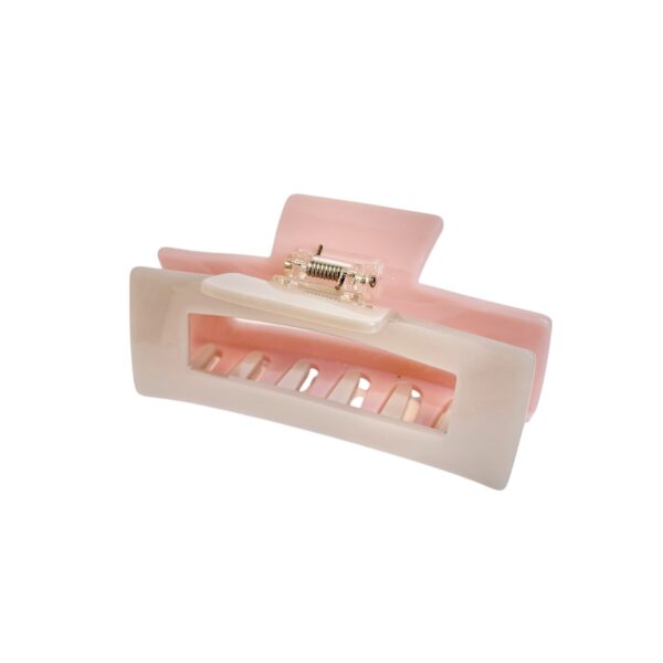 Hårklype firkant tofarget ekstra stor – Rosa/metallic creme