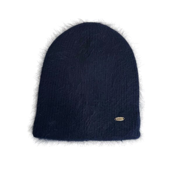 Basic lue ribbestrikk i ull/angora – Navy