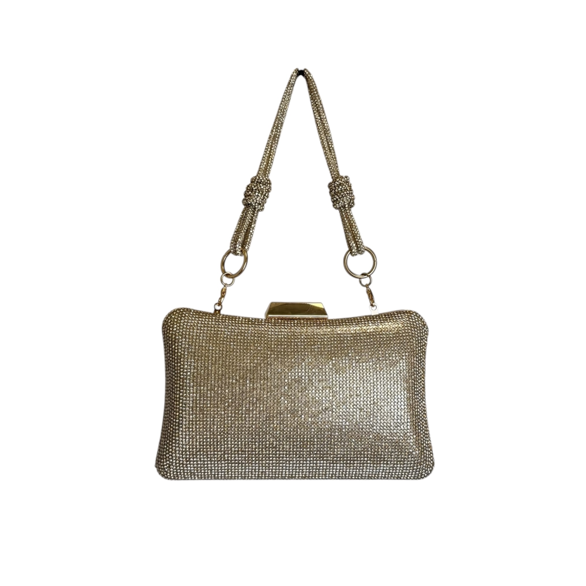 Partyveske clutch strass med strasslenke – Gull