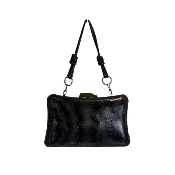 Partyveske clutch strass med strasslenke – Sort