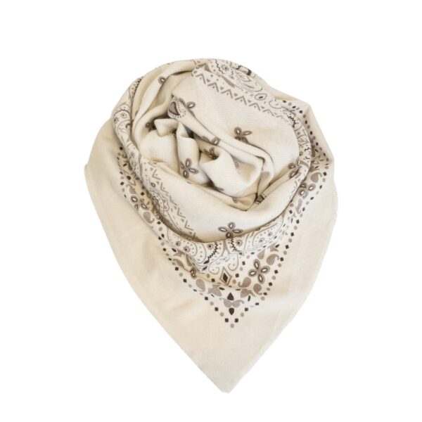 Stort skjerf med paisley mønster – Creme/bruntoner